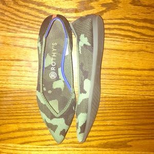 Rothy’s Olive Camo “The Point” Flat